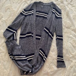NWOT Aerie Blue White Striped Full Length Cardigan